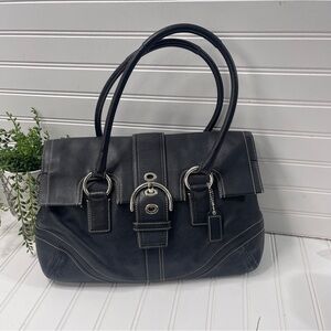 Vintage Y2K black Coach Soho Flap leather Shoulder mini Bag 10909